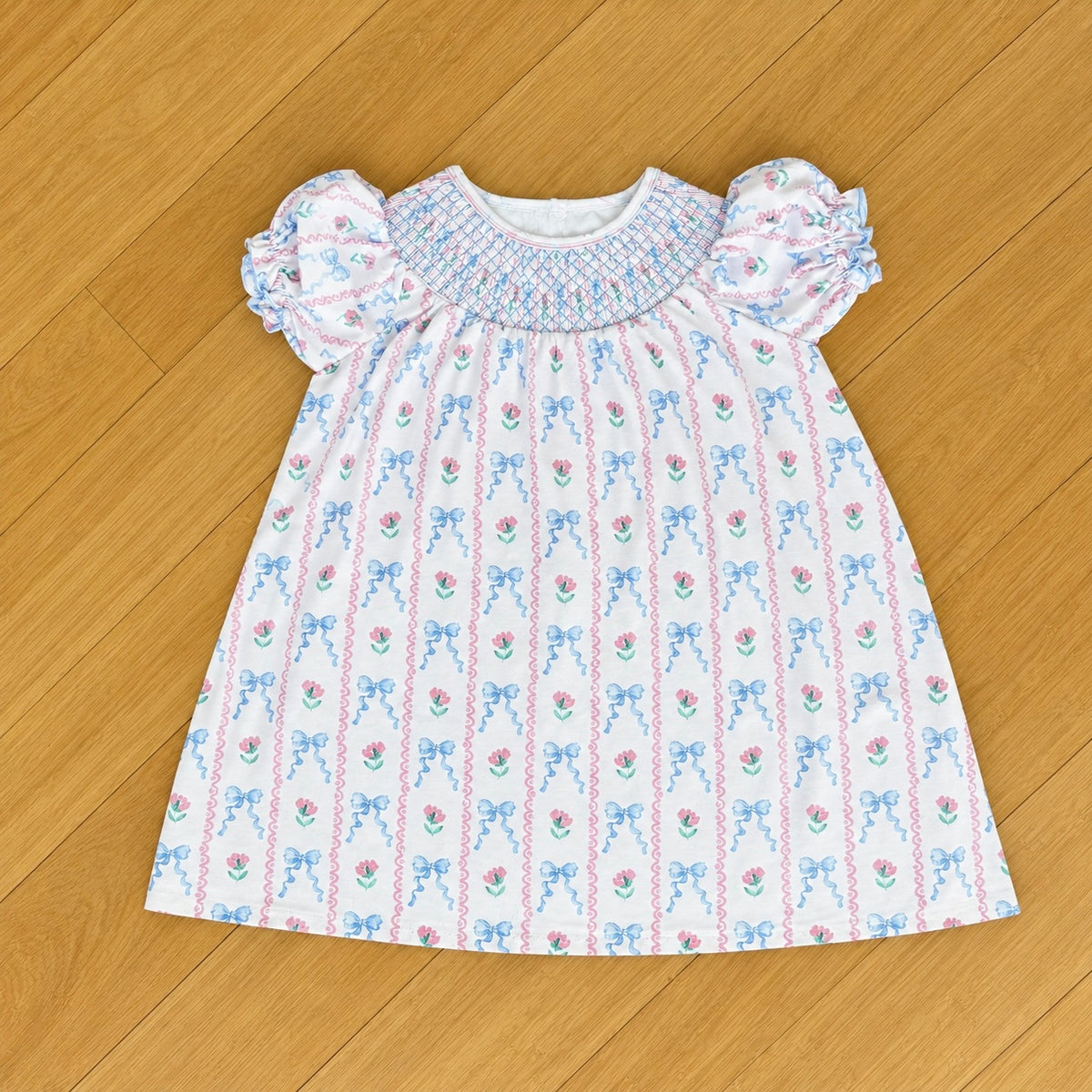 Smocked Flowers & Bows Dress (RTS)