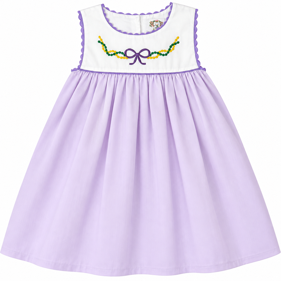 Embroidered Mardi Gras Dress (RTS)