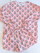 Waffle Knit Set Pink Stripe Daisy (RTS)