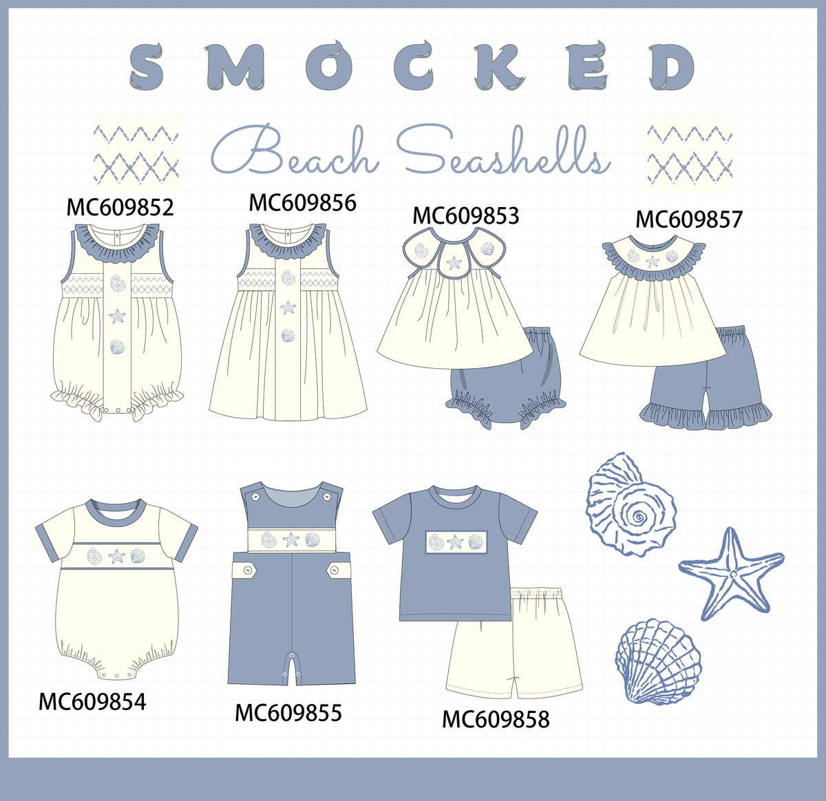 PO37: Beige Beach Seashell Smocked Collection (ETA March)