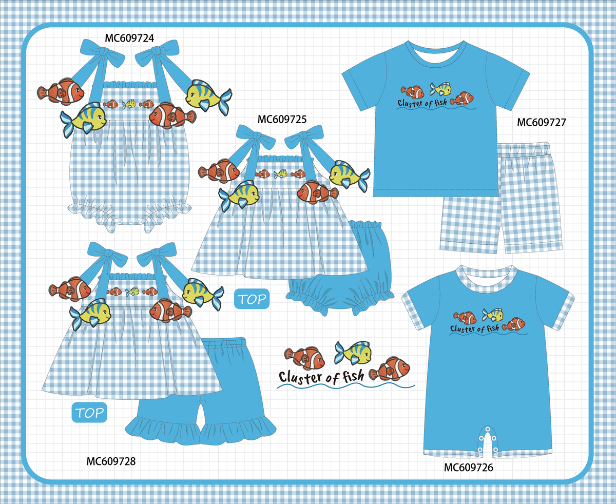 PO37: Blue Fish Embroidery Gingham Collection (ETA March)