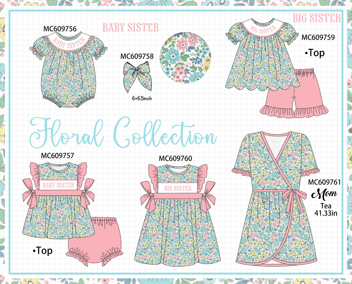 PO37: Blue Floral Baby Sister Embroidery Collection (ETA March)