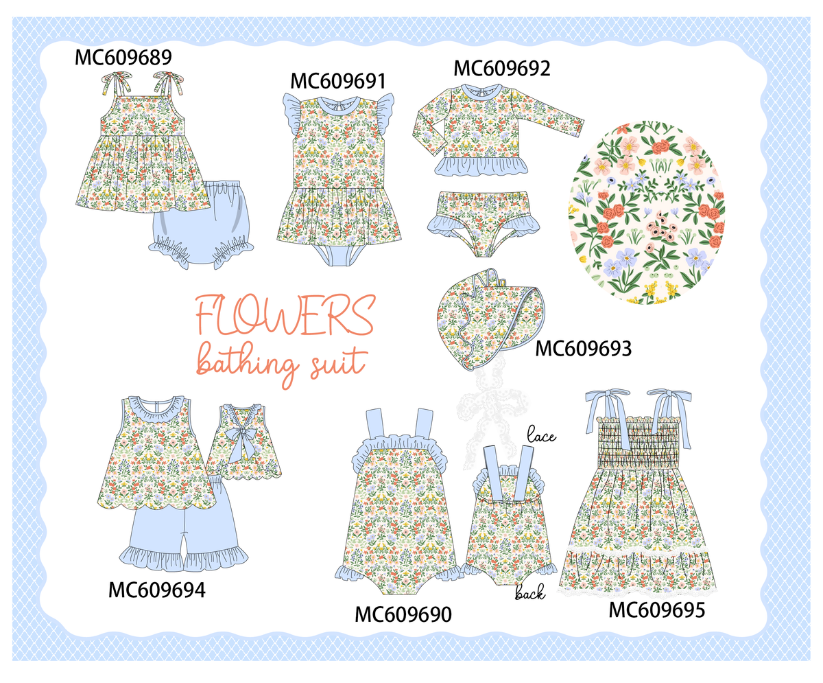 PO37: Blue Floral Print Ruffle Collection (ETA March)