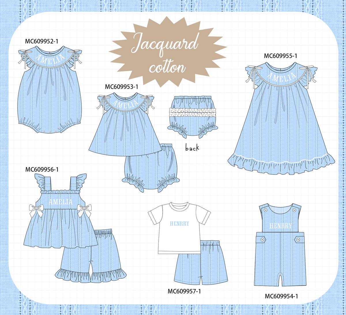 PO37: Blue Monogram Embroidery Collection (ETA March)