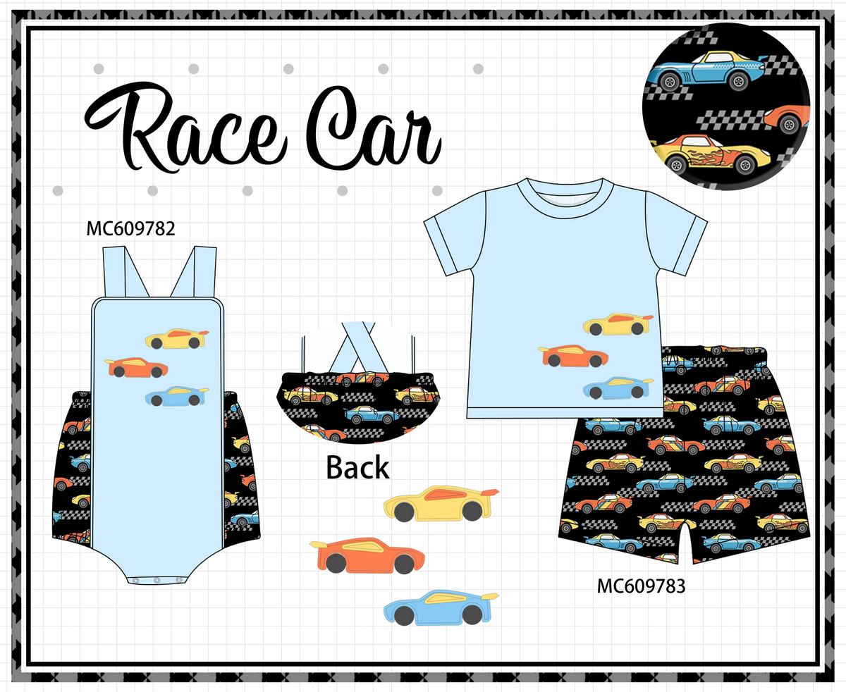PO37: Blue Race Car Applique Collection (ETA March)