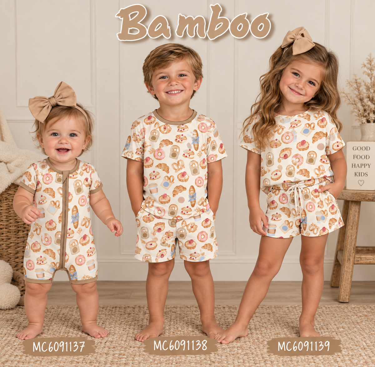 PO37: Brown Doughnut Cake Print Bamboo Collection (ETA March)