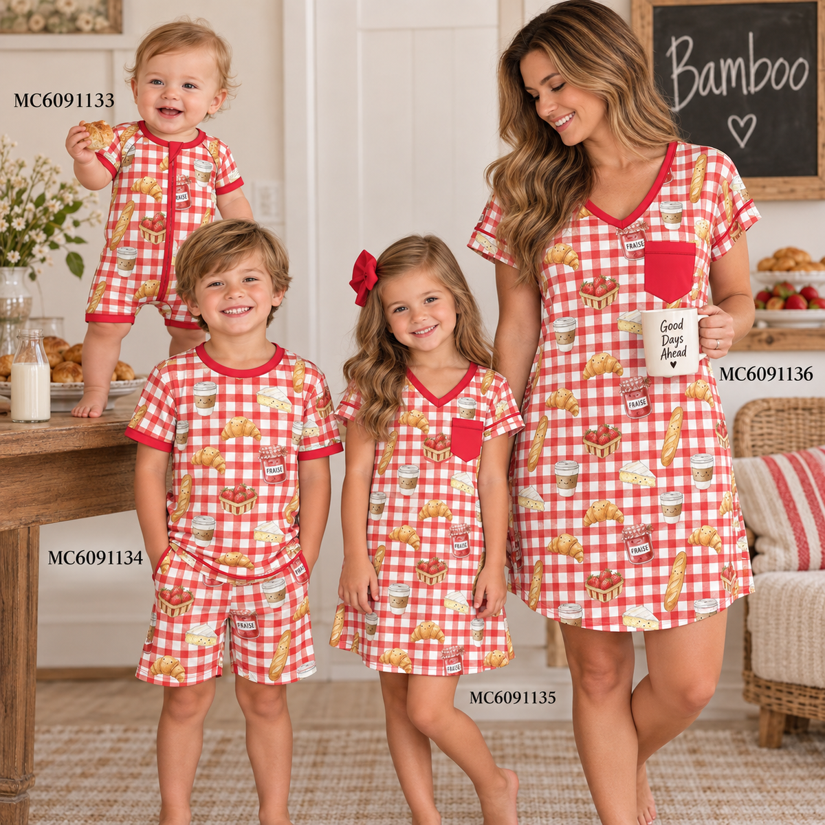 PO37: Red Bread Strawberry Gingham Bamboo Collection (ETA March)