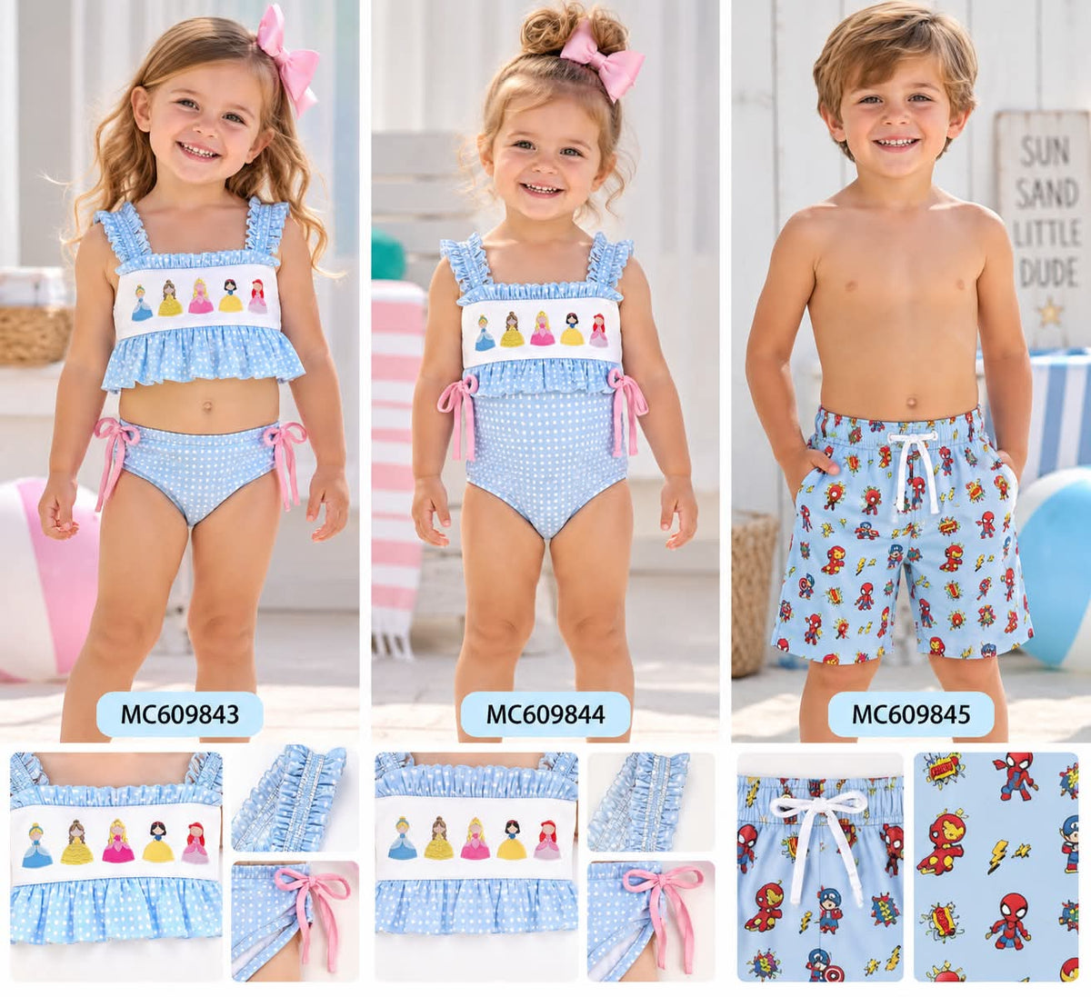 PO37: Blue Princess Embroidery Dot Swimsuit Collection (ETA March)