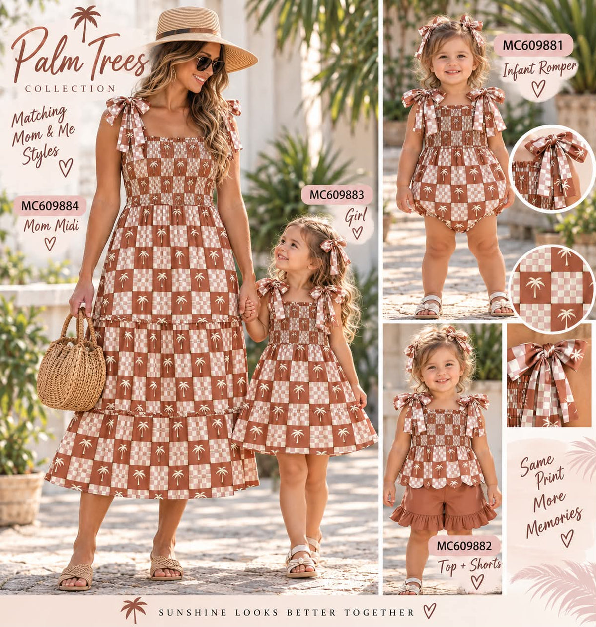 PO37: Palm Tree Checkered Smocked Collection (ETA March)