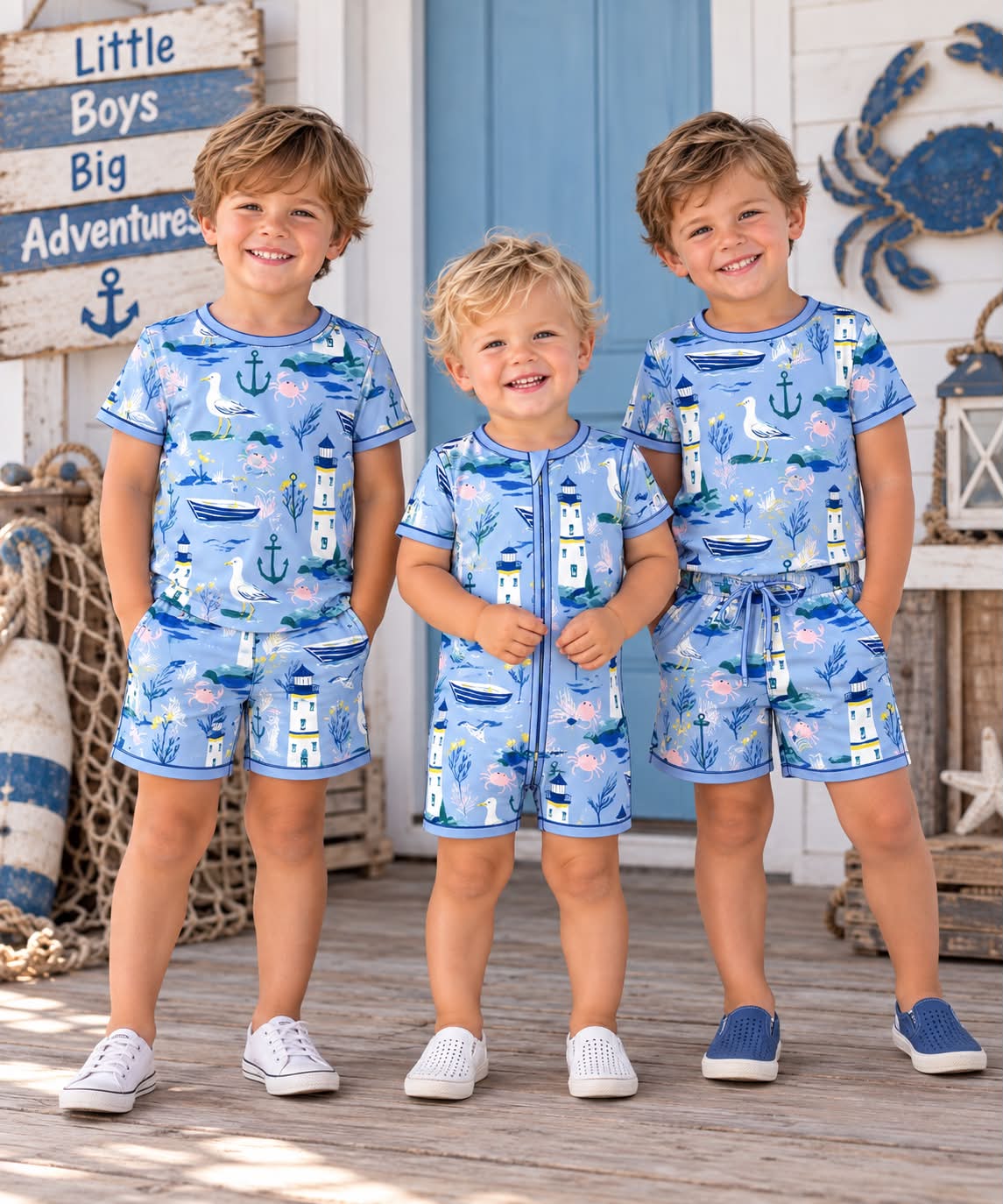 PO37: Blue Lighthouse Print Bamboo Collection (ETA March)
