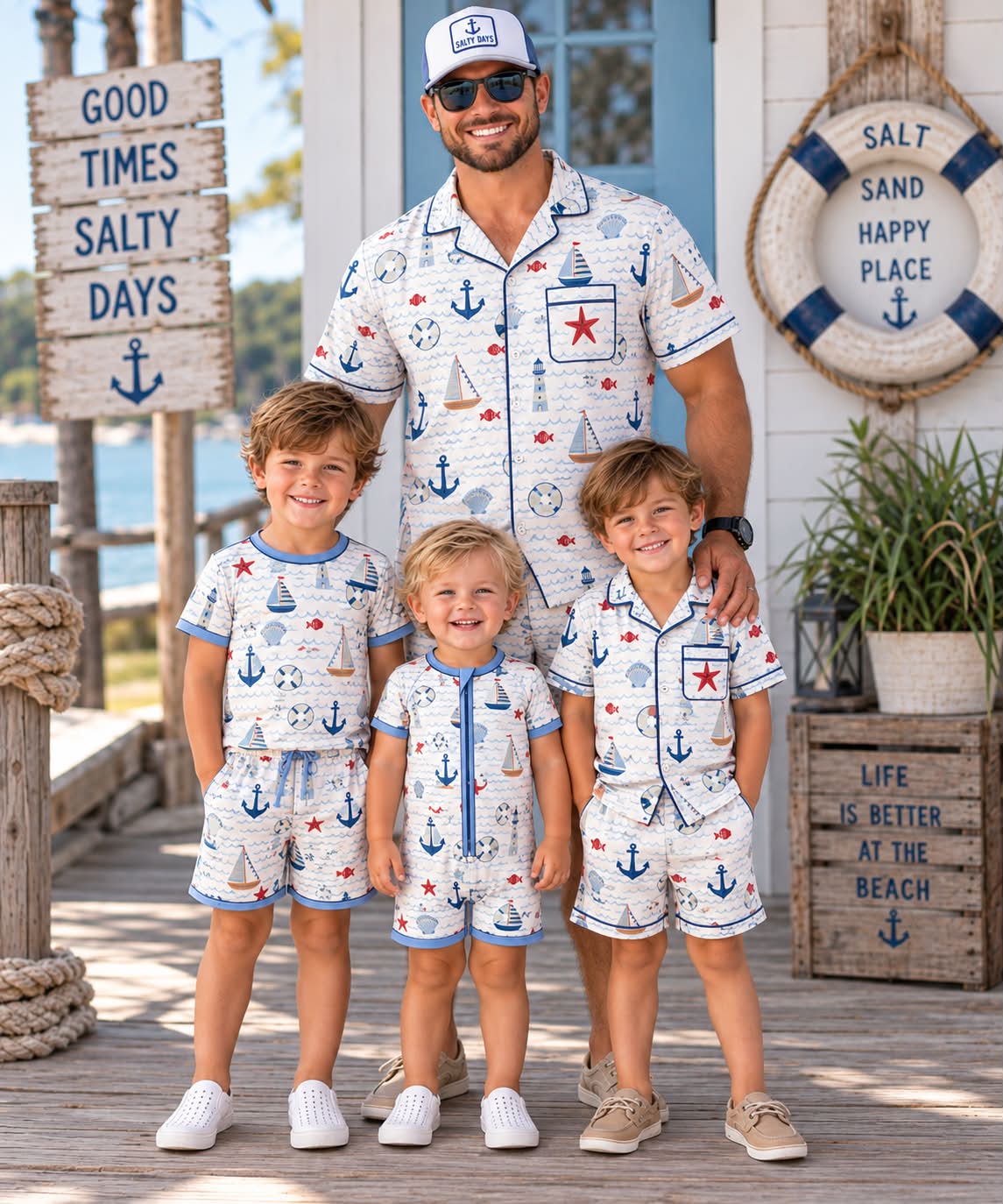 PO37: Blue Sailboat Print Bamboo Collection (ETA March)
