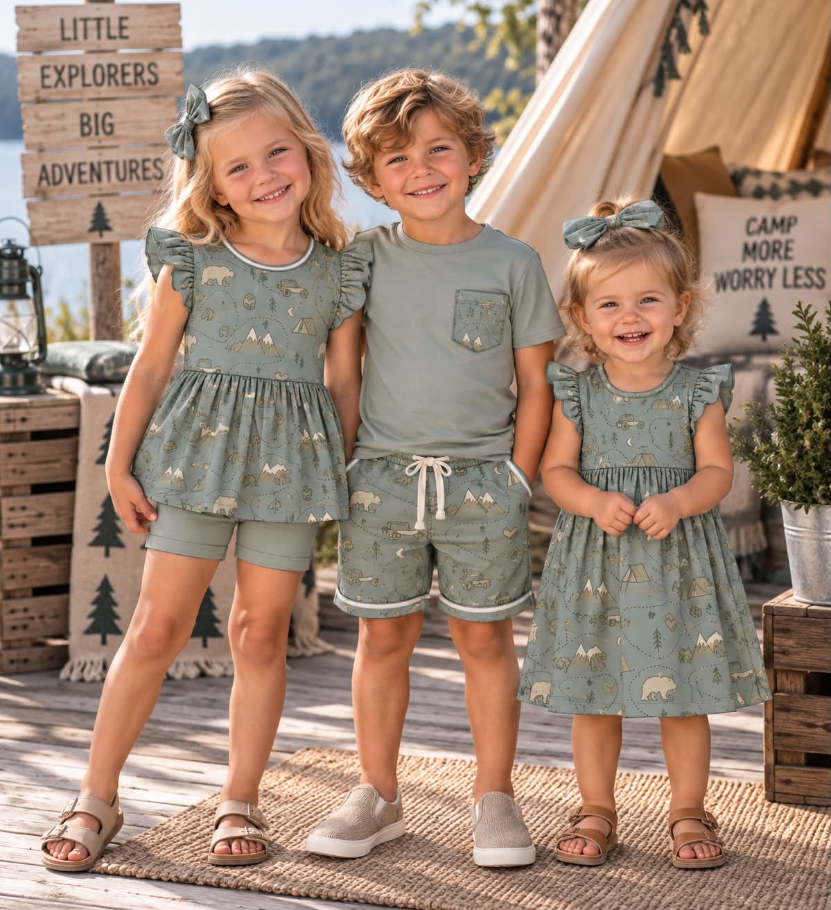 PO37: Teal Camp Print Bamboo Collection (ETA March)