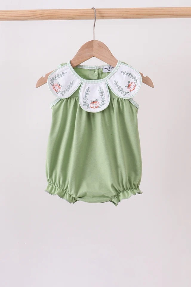 Green Pumpkin Embroidered Bubble (RTS)