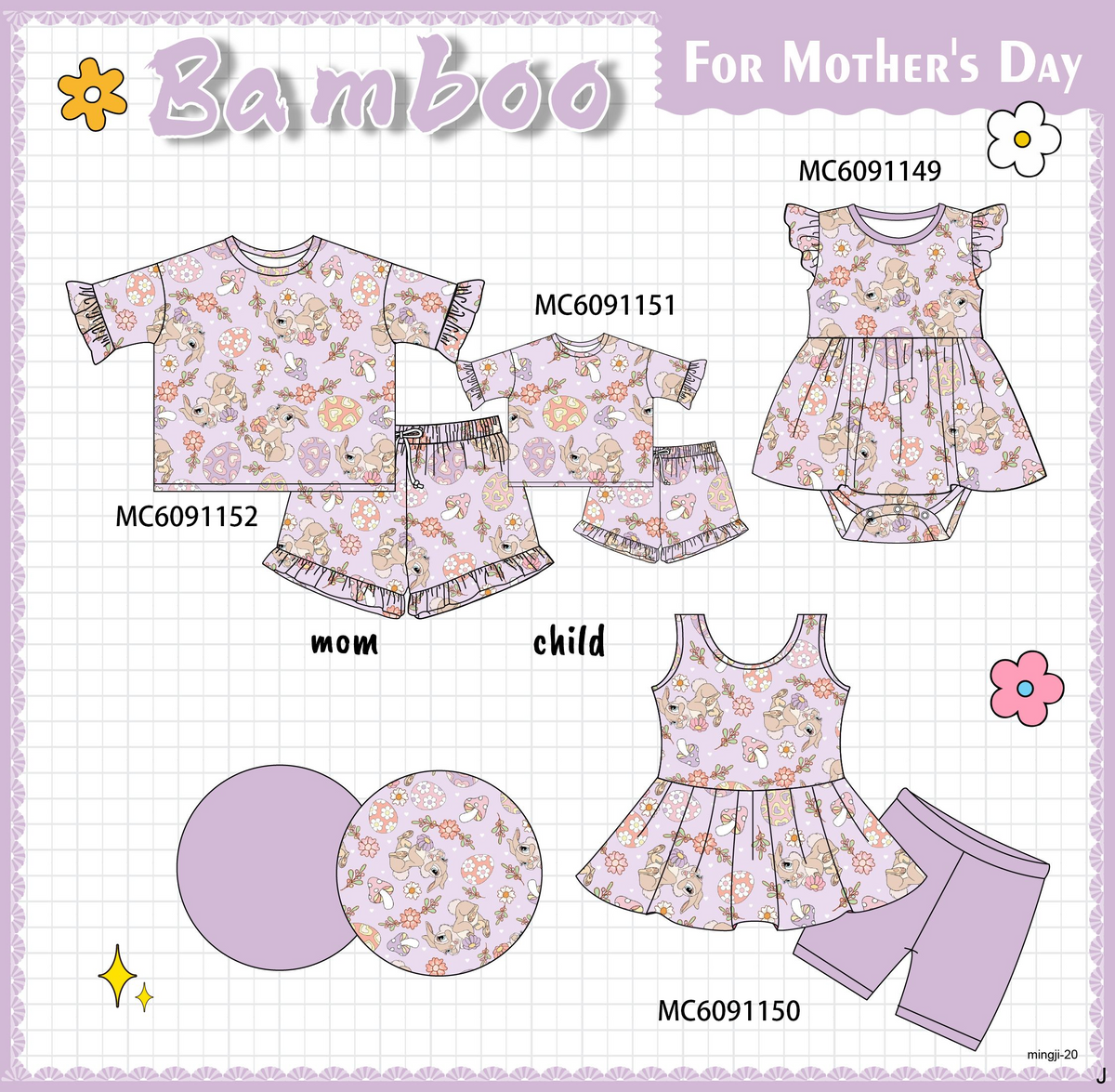 PO37: Lavender Floral Bunny Bamboo Collection (ETA March)