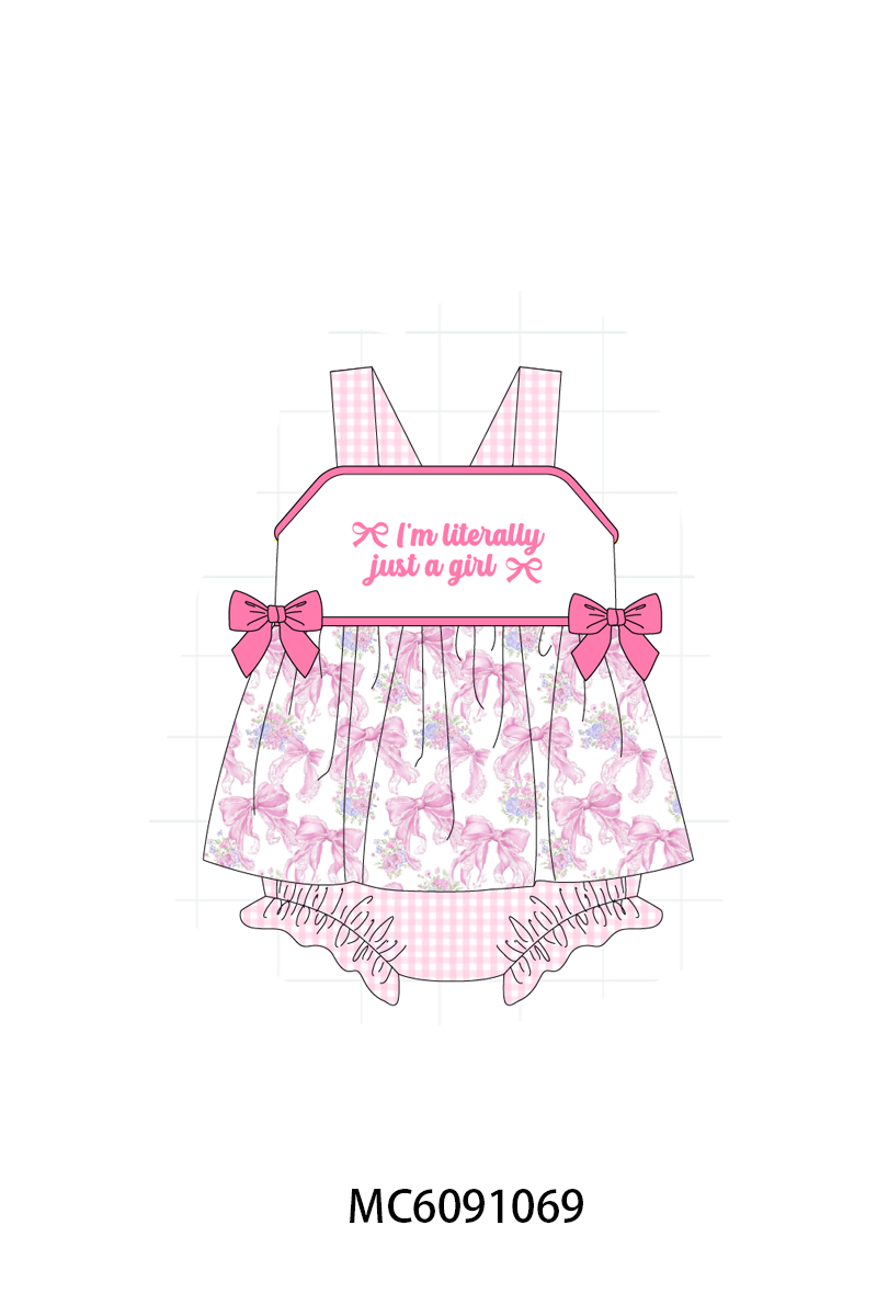PO37: Pink Bow Print Embroidery Ruffle Gingham Collection (ETA March)