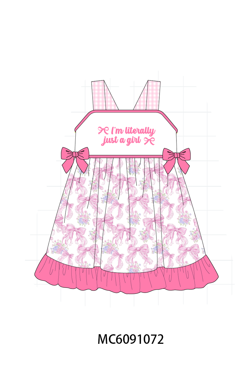 PO37: Pink Bow Print Embroidery Ruffle Gingham Collection (ETA March)