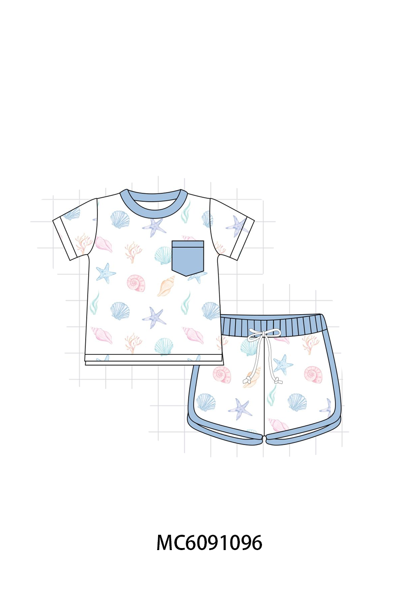 PO37: Blue Starfish Shell Print Bamboo Collection (ETA March)