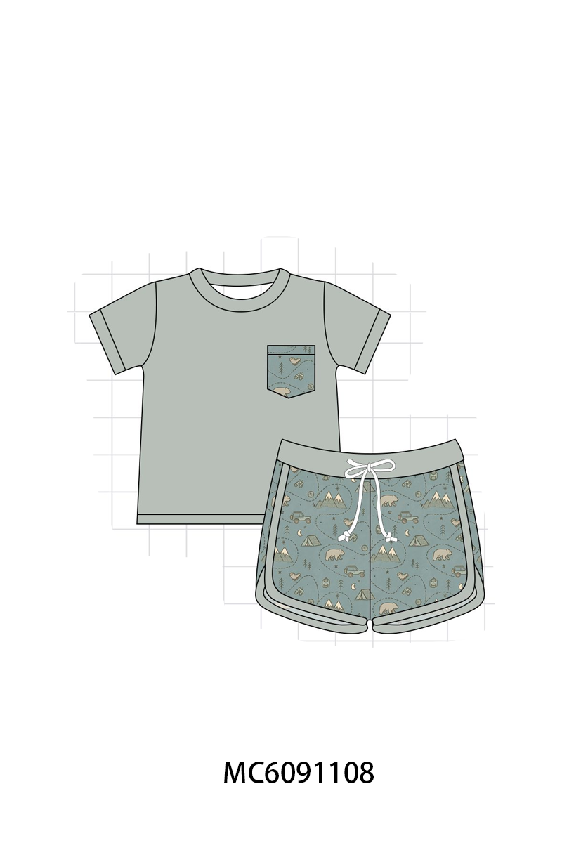 PO37: Teal Camp Print Bamboo Collection (ETA March)