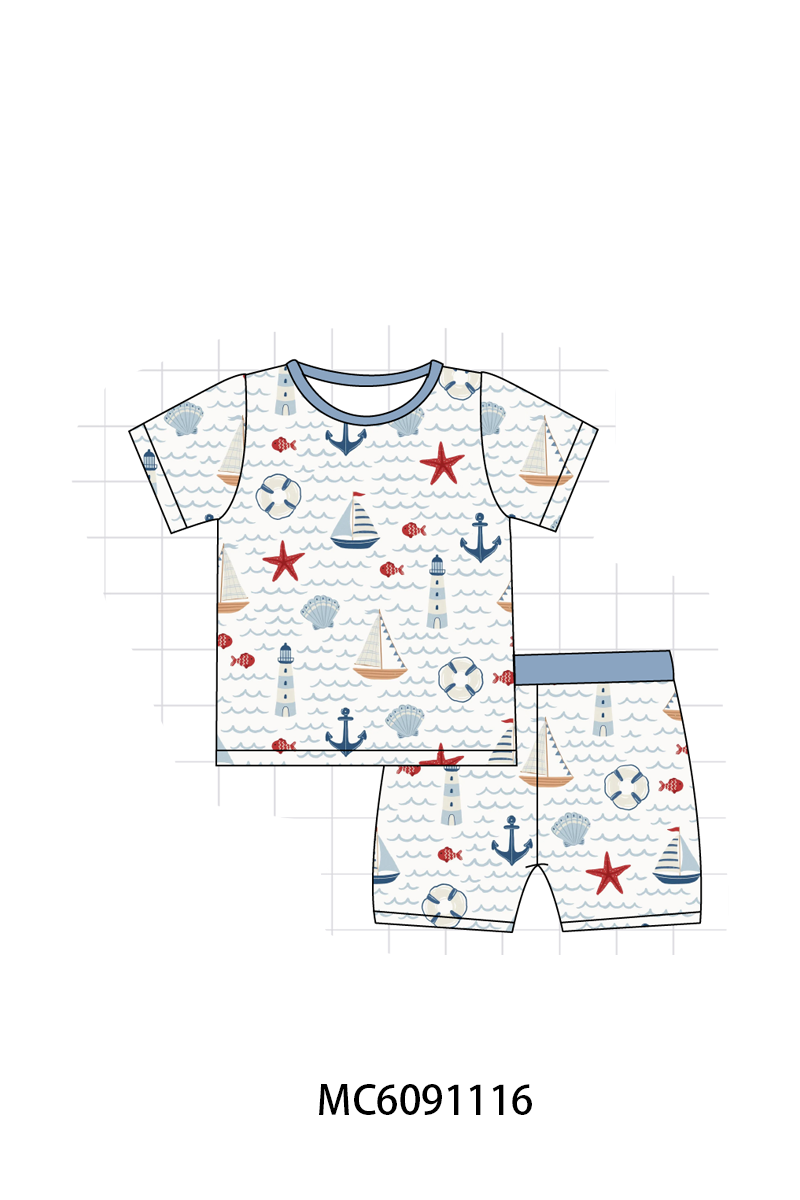 PO37: Blue Sailboat Print Bamboo Collection (ETA March)