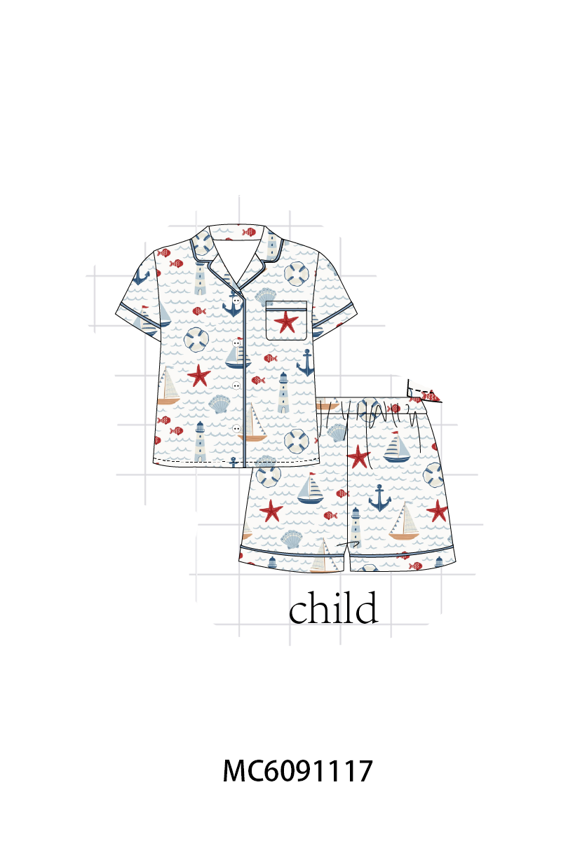 PO37: Blue Sailboat Print Bamboo Collection (ETA March)