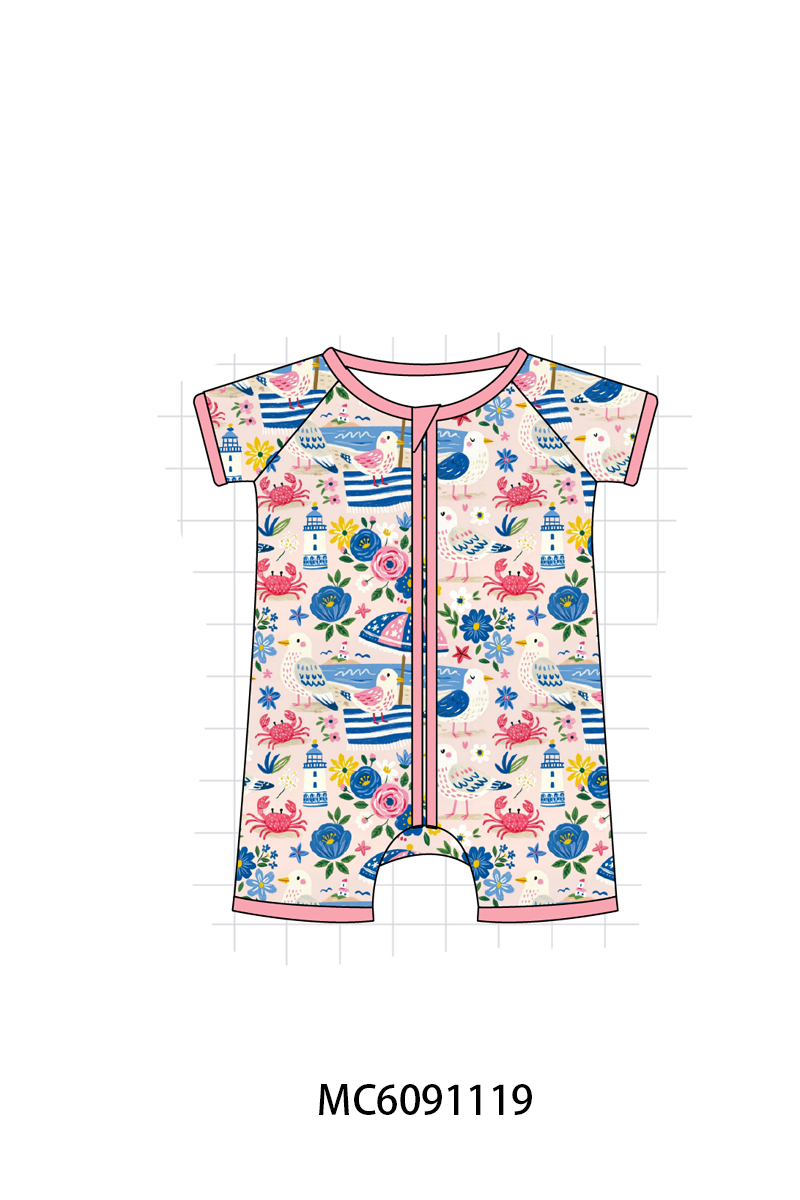 PO37: Pink Crab Bird Print Bamboo Collection (ETA March)
