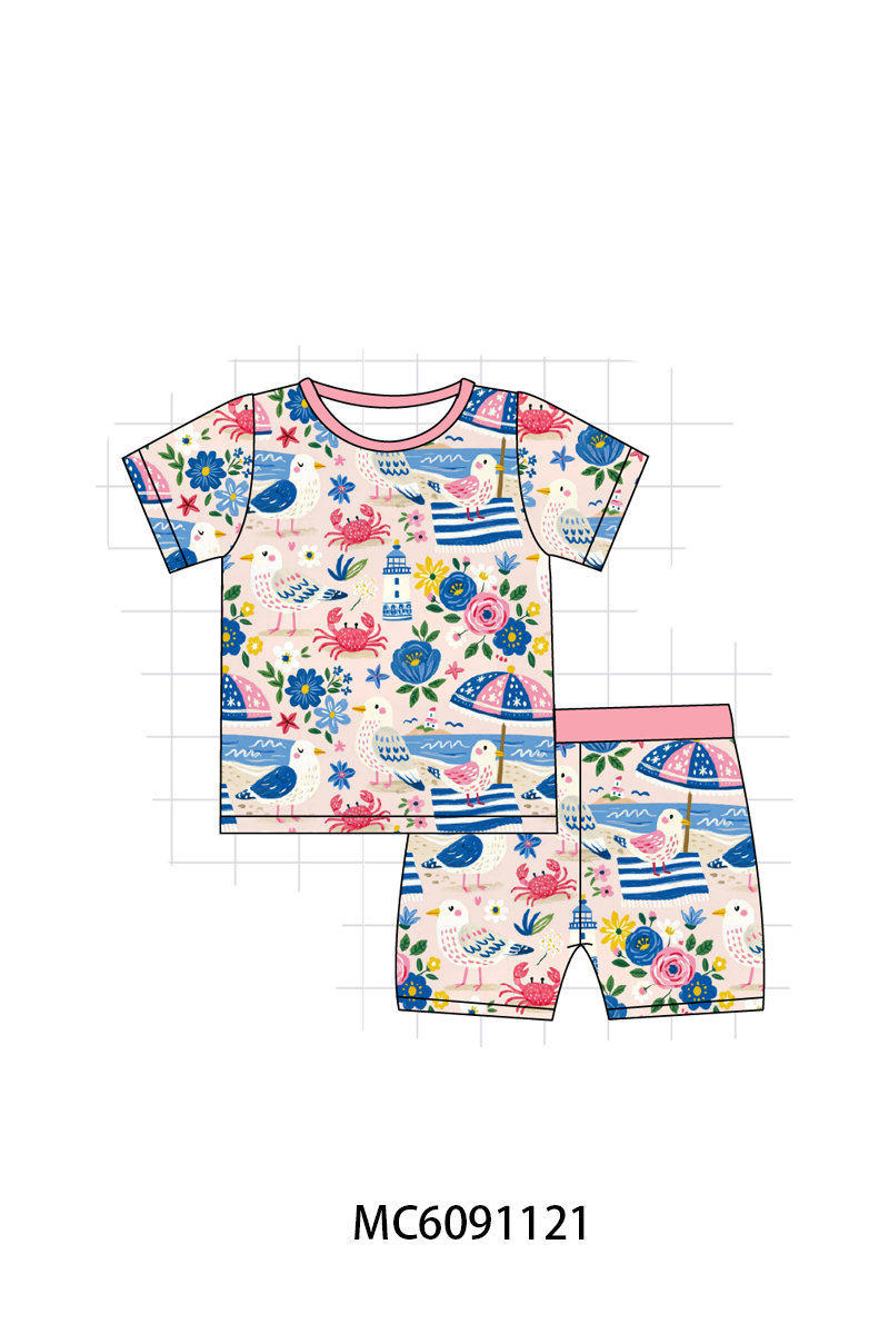 PO37: Pink Crab Bird Print Bamboo Collection (ETA March)