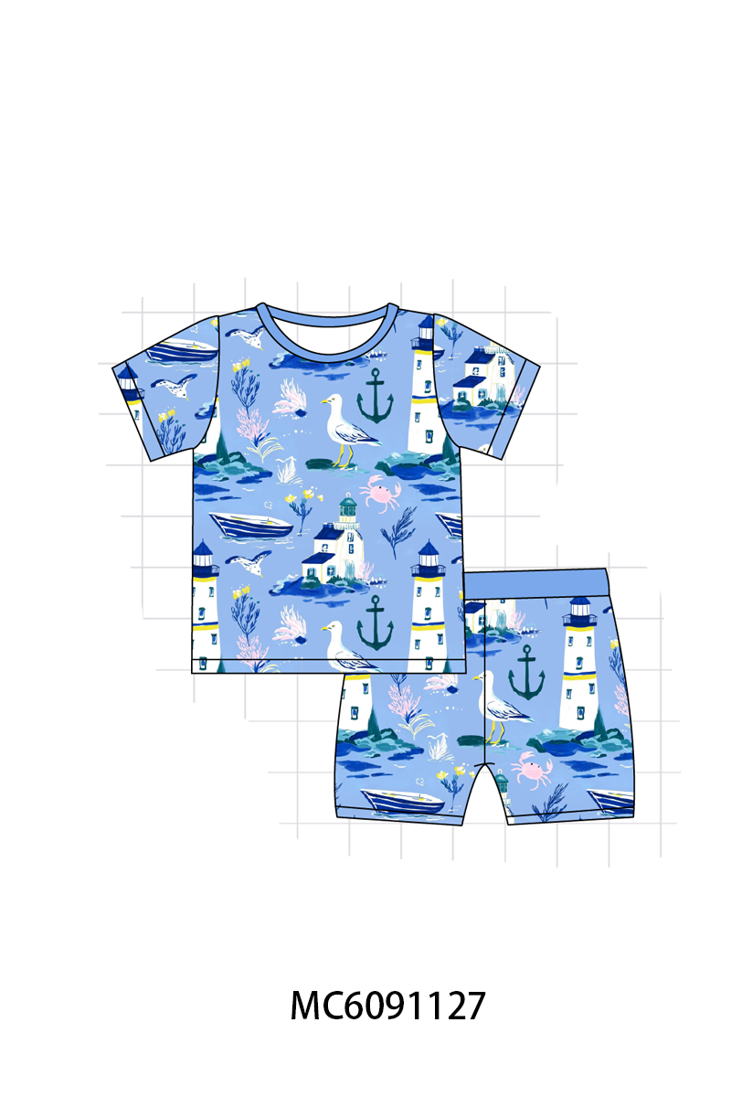 PO37: Blue Lighthouse Print Bamboo Collection (ETA March)