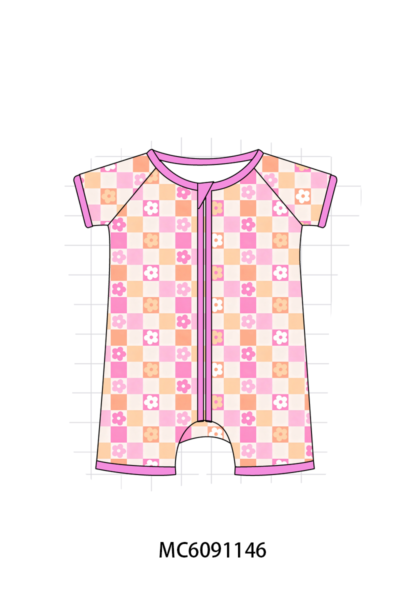 PO37: Hot Pink Floral Checkered Bamboo Collection (ETA March)