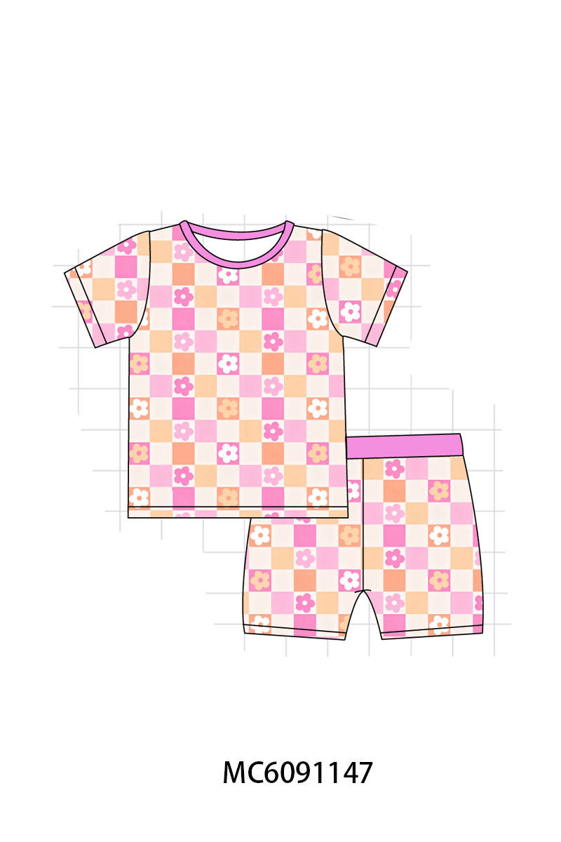 PO37: Hot Pink Floral Checkered Bamboo Collection (ETA March)