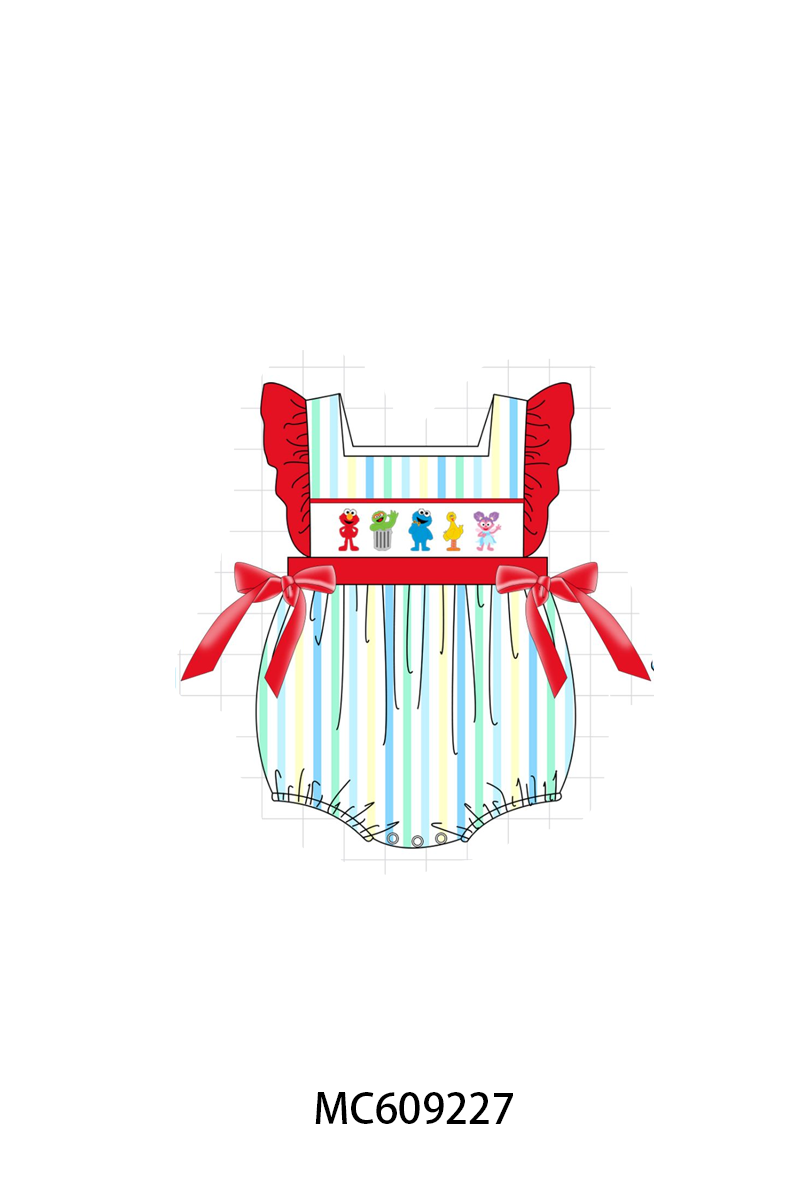 PO36.5 Red&blue Stripe Sesame Street Embroidery Ruffle Collection (ETA March)