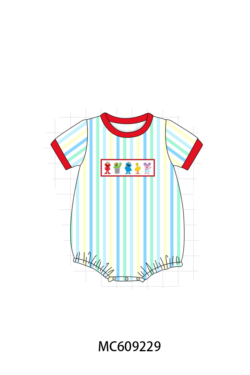 PO36.5 Red&blue Stripe Sesame Street Embroidery Ruffle Collection (ETA March)