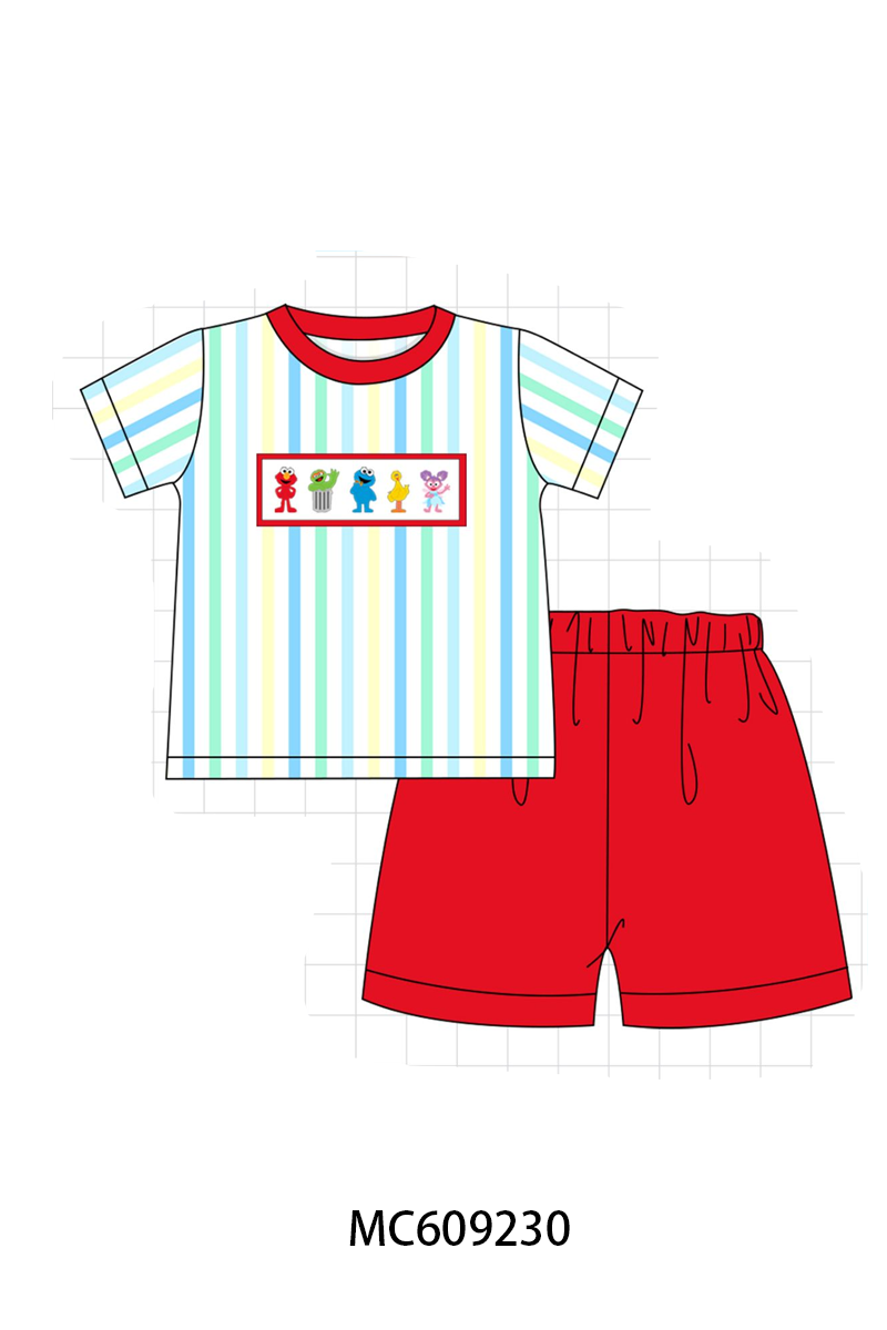 PO36.5 Red&blue Stripe Sesame Street Embroidery Ruffle Collection (ETA March)