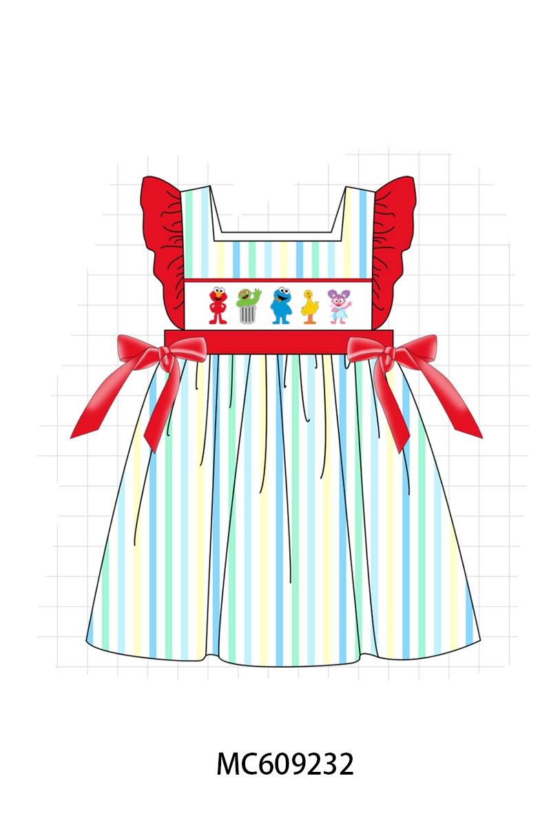 PO36.5 Red&blue Stripe Sesame Street Embroidery Ruffle Collection (ETA March)