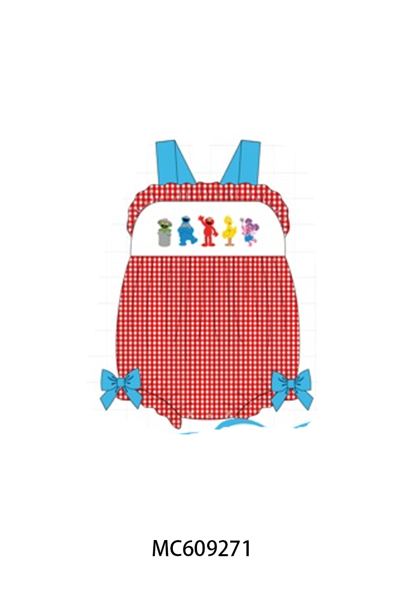 PO36.5 Red&blue Sesame Street Embroidery Gingham Collection (ETA March)