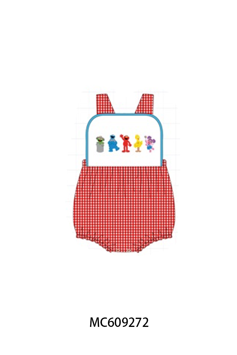 PO36.5 Red&blue Sesame Street Embroidery Gingham Collection (ETA March)