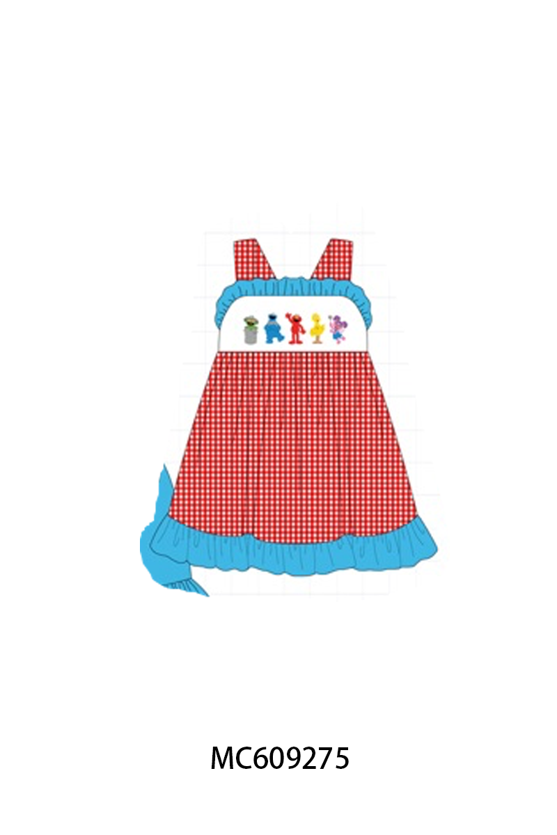 PO36.5 Red&blue Sesame Street Embroidery Gingham Collection (ETA March)