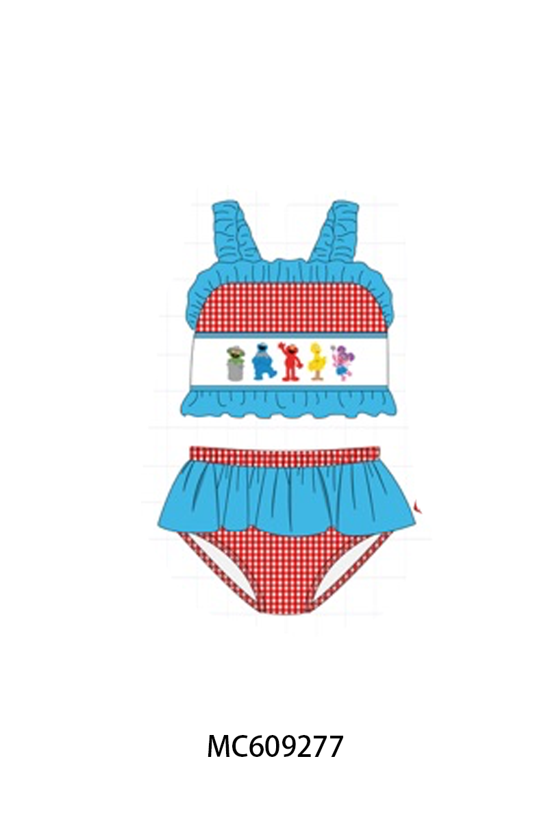 PO36.5 Red&blue Sesame Street Embroidery Gingham Collection (ETA March)