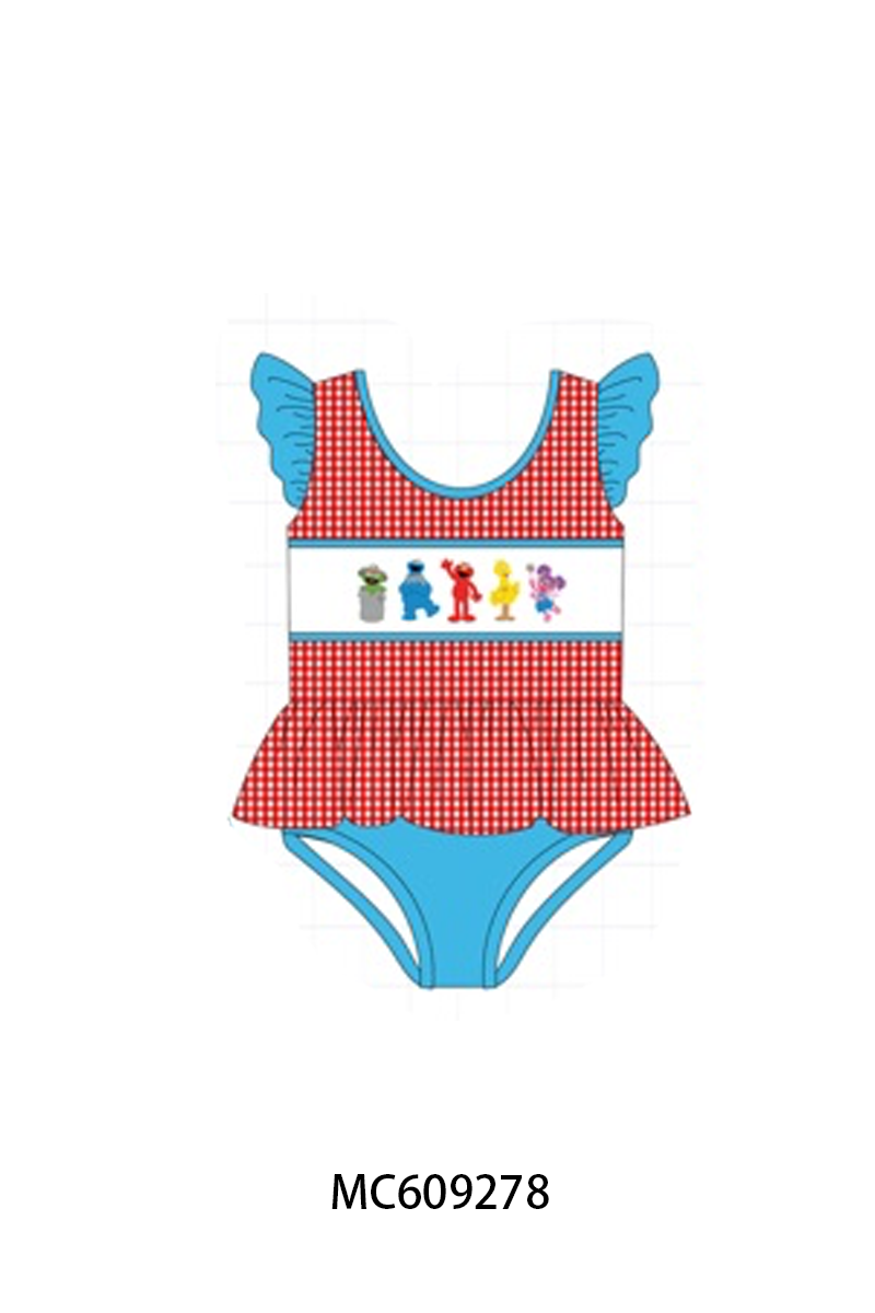 PO36.5 Red&blue Sesame Street Embroidery Gingham Collection (ETA March)
