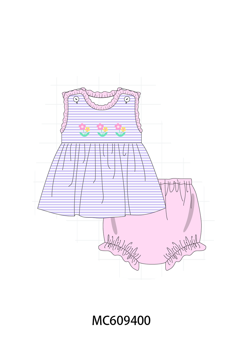 PO36.5 Purple Stripe Floral Embroidery Collection (ETA March)