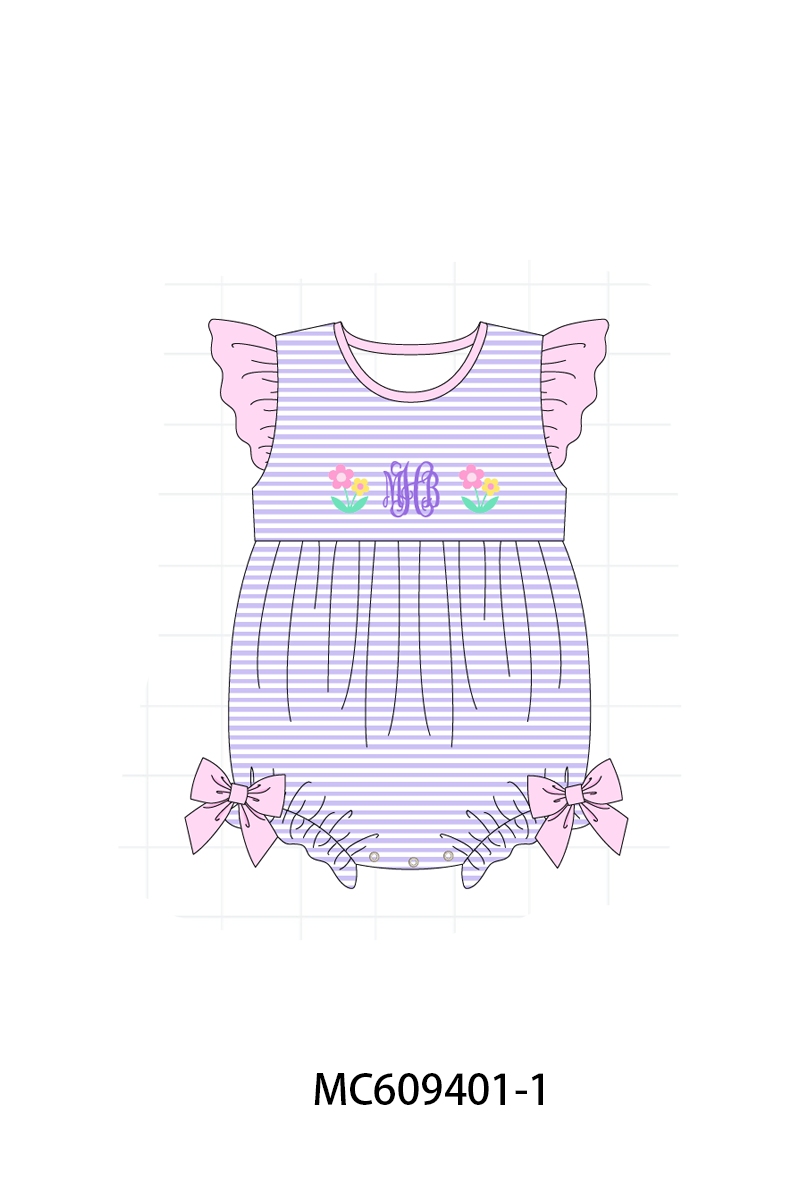 PO36.5 Purple Stripe Floral Monogram Embroidery Collection (ETA March)