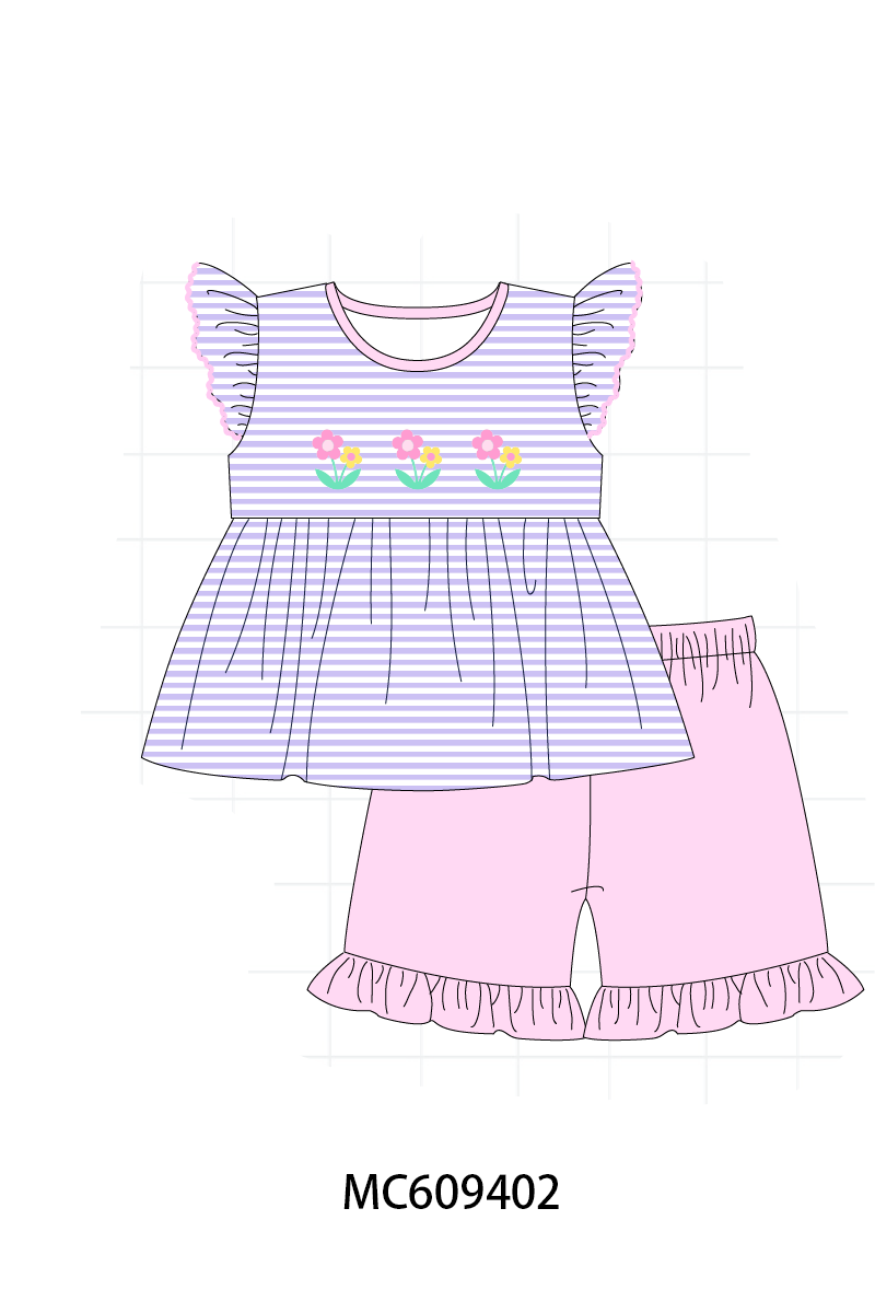 PO36.5 Purple Stripe Floral Embroidery Collection (ETA March)