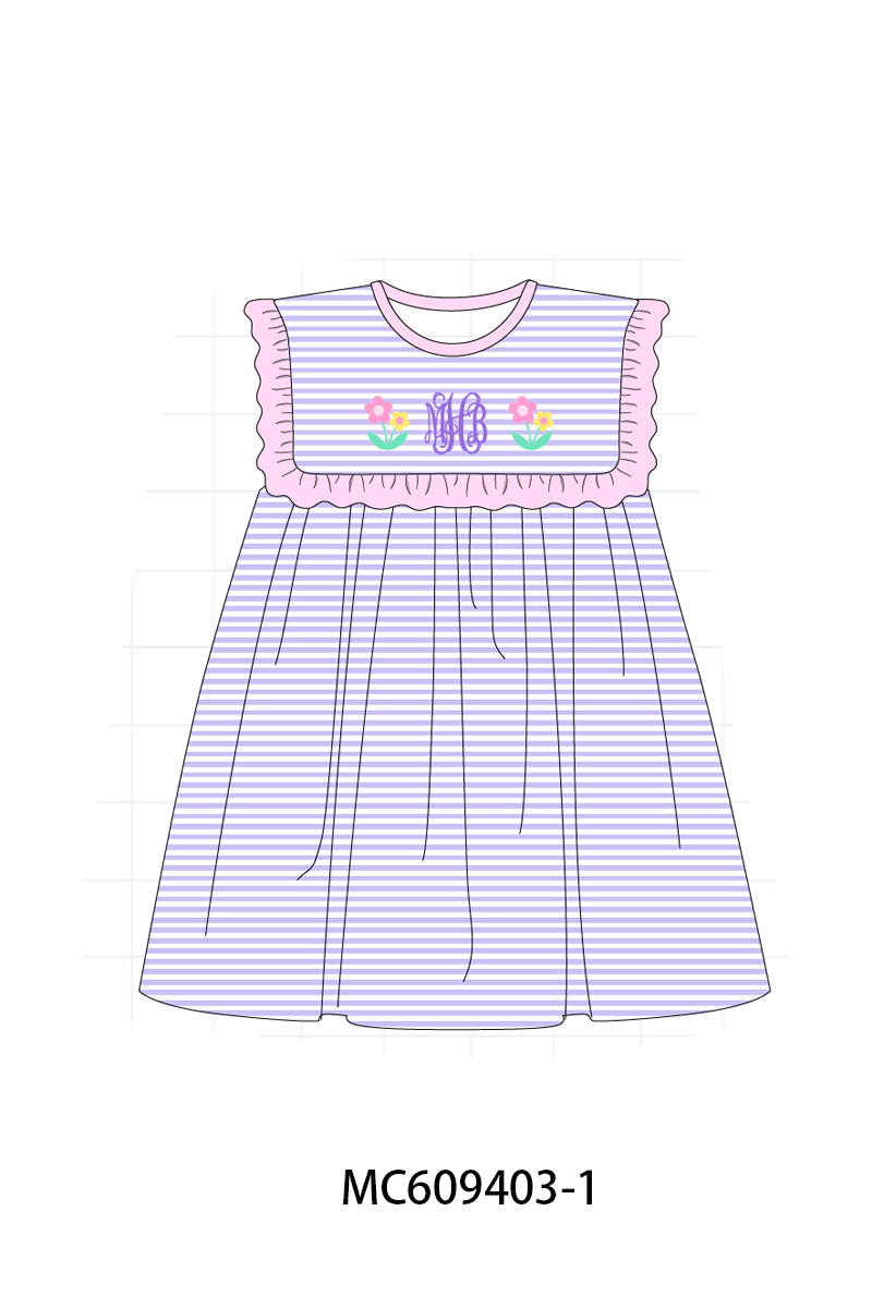 PO36.5 Purple Stripe Floral Monogram Embroidery Collection (ETA March)