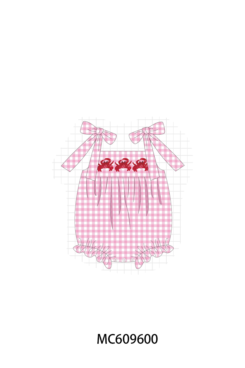 PO37: Pink&Blue Crab Embroidery Gingham Collection (ETA March)