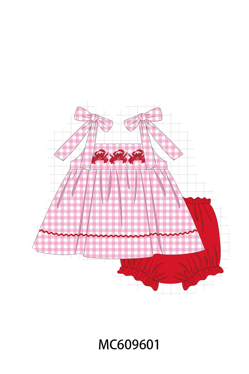 PO37: Pink&Blue Crab Embroidery Gingham Collection (ETA March)