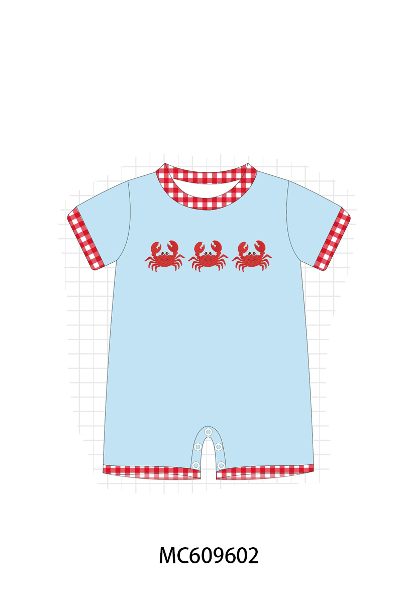 PO37: Pink&Blue Crab Embroidery Gingham Collection (ETA March)