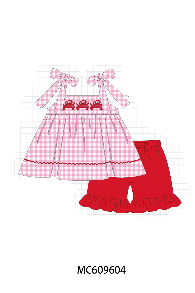 PO37: Pink&Blue Crab Embroidery Gingham Collection (ETA March)
