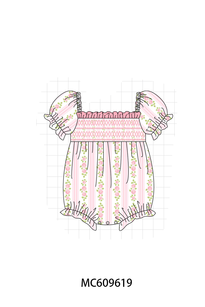 PO37: Pink Floral Print Ruffle Smocked Collection (ETA March)
