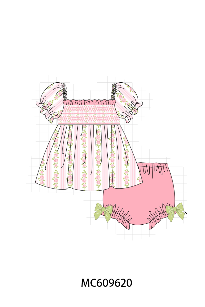 PO37: Pink Floral Print Ruffle Smocked Collection (ETA March)