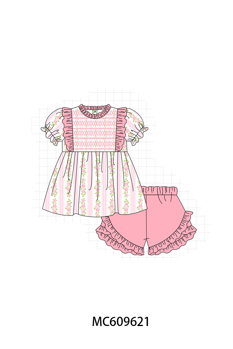 PO37: Pink Floral Print Ruffle Smocked Collection (ETA March)