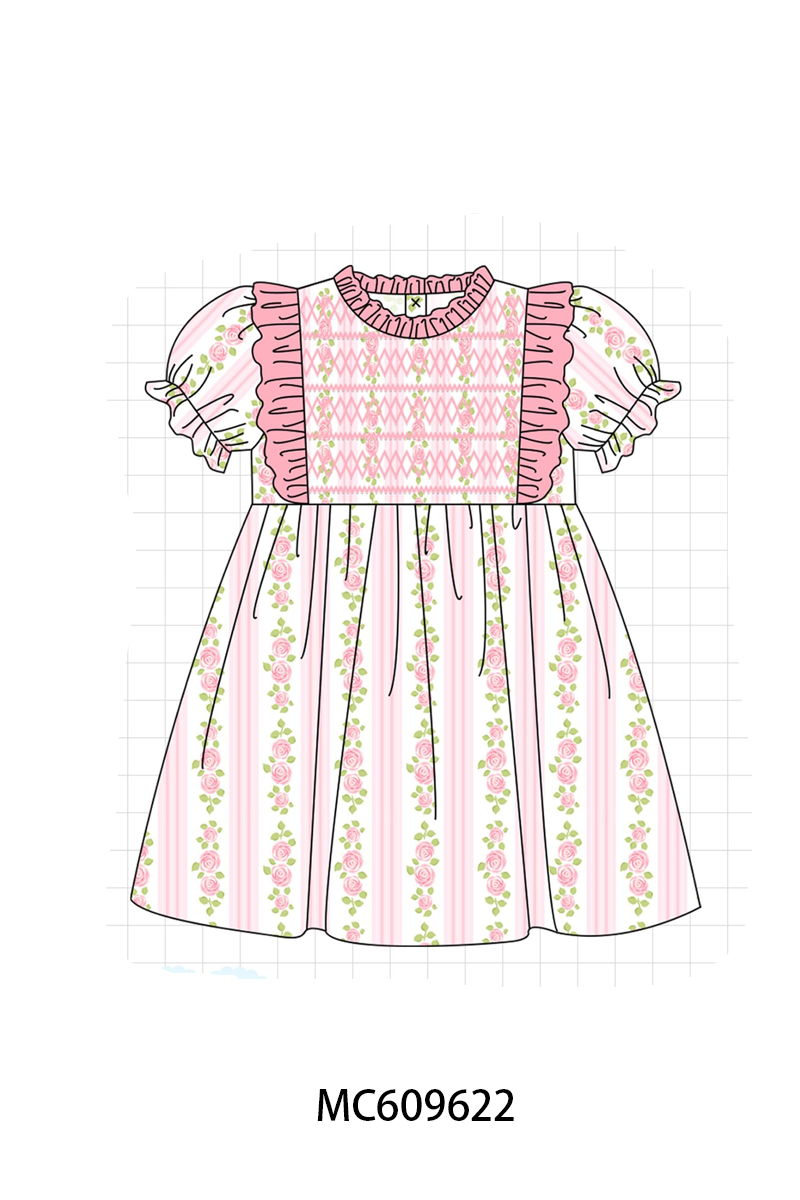 PO37: Pink Floral Print Ruffle Smocked Collection (ETA March)
